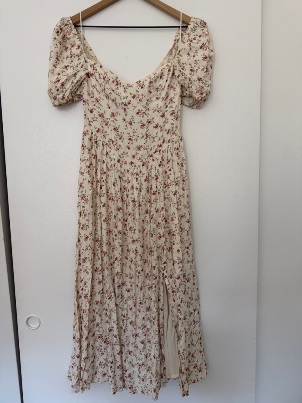 Reformation Cream Maxi Dress with Pink Floral Print - Picture 3 of 7